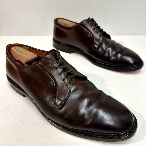 FULLY RESOLED Alden 990 Plain Toe Blucher Shell Cordovan Brown Color 8 USA 11.5 - Picture 5 of 13